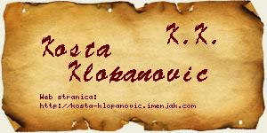 Kosta Klopanović vizit kartica